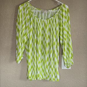 Green and White Women's Top